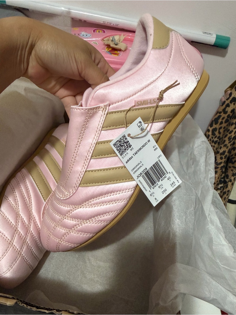 adidas Women’s Pink & Gold Indoor Sandals - Picture 2 of 5